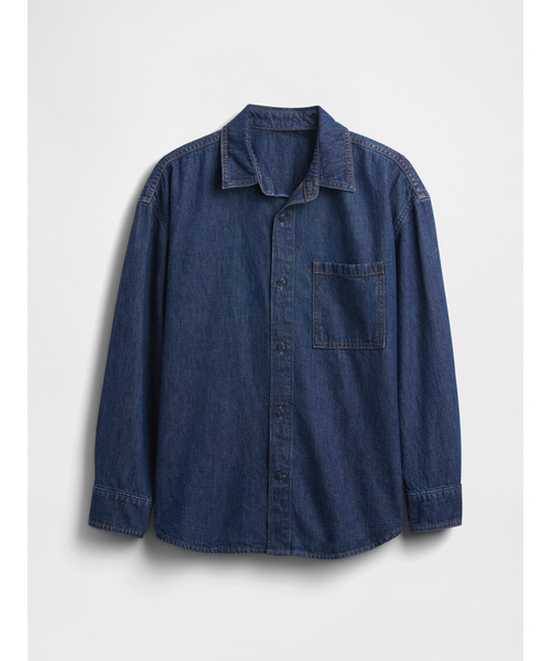 GAP（ギャップ）の「デニム オーバーサイズシャツ (キッズ)（デニムジャケット・キッズ・ブルー・130cm/140cm/150cm/160cm/120cm/110cm）」の4枚目の写真