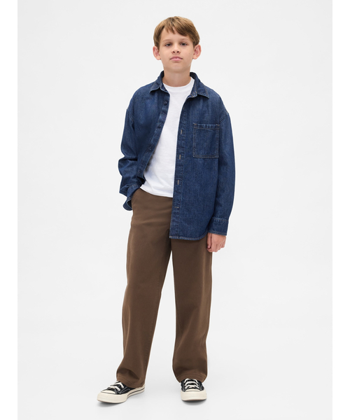 GAP（ギャップ）の「デニム オーバーサイズシャツ (キッズ)（デニムジャケット・キッズ・ブルー・130cm/140cm/150cm/160cm/120cm/110cm）」の6枚目の写真