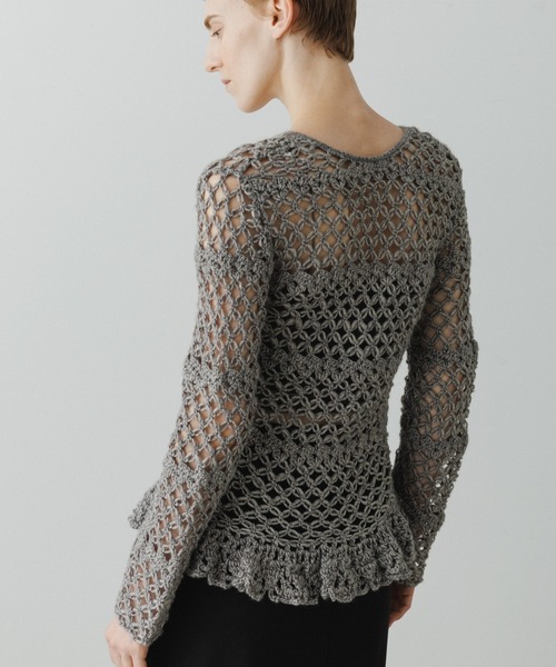 ADAM ET ROPE'(アダムエロペ)の「【EMOELLE】クロシェカーディガン(カーディガン/ボレロ・レディース・グレー/キナリ・FREE)」の12枚目の写真