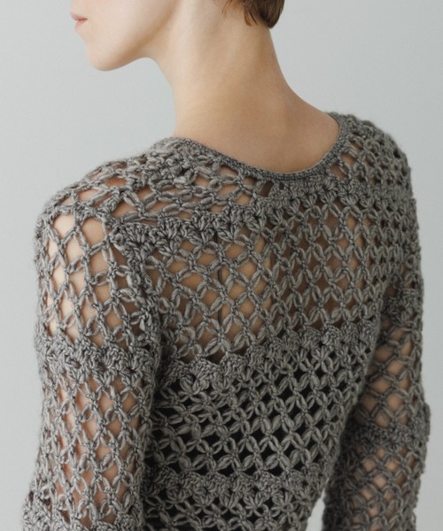 ADAM ET ROPE'(アダムエロペ)の「【EMOELLE】クロシェカーディガン(カーディガン/ボレロ・レディース・グレー/キナリ・FREE)」の13枚目の写真