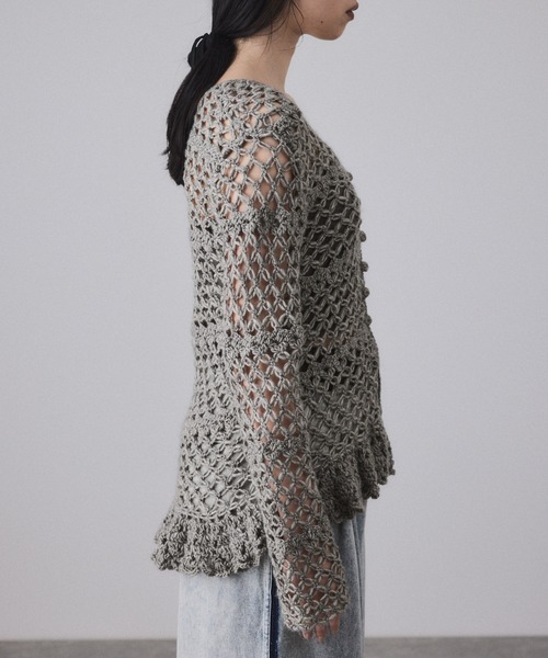 ADAM ET ROPE'(アダムエロペ)の「【EMOELLE】クロシェカーディガン(カーディガン/ボレロ・レディース・グレー/キナリ・FREE)」の18枚目の写真