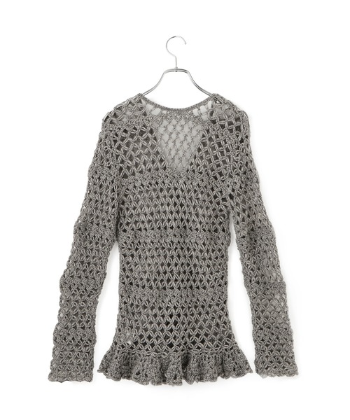 ADAM ET ROPE'(アダムエロペ)の「【EMOELLE】クロシェカーディガン(カーディガン/ボレロ・レディース・グレー/キナリ・FREE)」の21枚目の写真