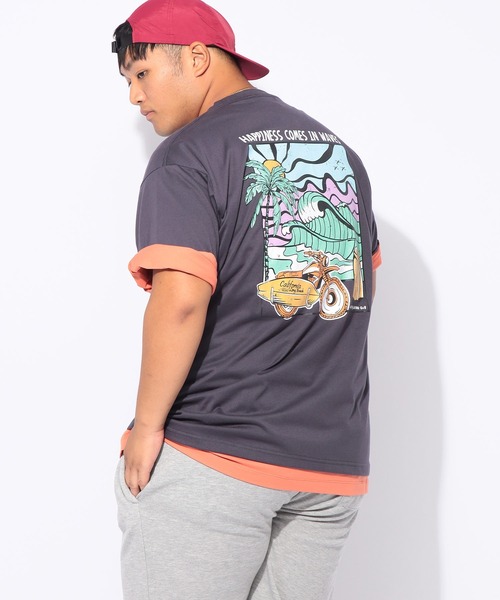 B&T CLUB(ビーティークラブ)の「Tシャツ メンズ 大きいサイズ サマーバケーション プリント 半袖Tシャツ B&T CLUB (ビーアンドティークラブ)(Tシャツ/カットソー・メンズ・ダークグレー/ブルー・X1(3L~4L)/X2(4L~5L)/X3(6L~7L))」の4枚目の写真