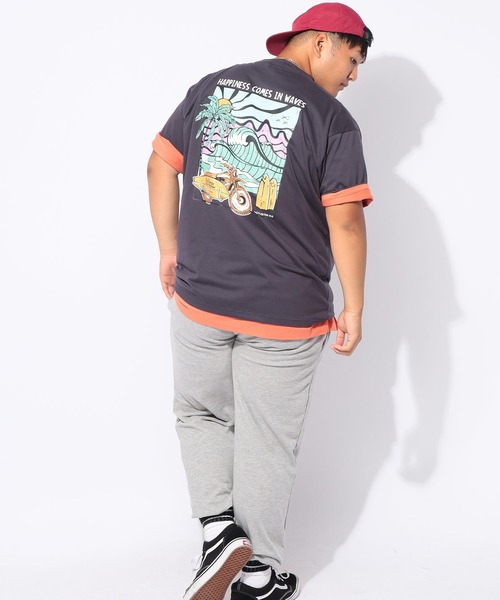 B&T CLUB(ビーティークラブ)の「Tシャツ メンズ 大きいサイズ サマーバケーション プリント 半袖Tシャツ B&T CLUB (ビーアンドティークラブ)(Tシャツ/カットソー・メンズ・ダークグレー/ブルー・X1(3L~4L)/X2(4L~5L)/X3(6L~7L))」の9枚目の写真