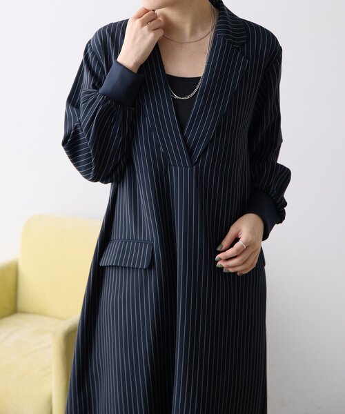 ear PAPILLONNER（イアパピヨネ）の「Vネックワンピース【SUM1 STYLE(スミスタイル)】（ワンピース・レディース・ブラック/モカ/ライトグレー/ネイビー・FREE）」の19枚目の写真