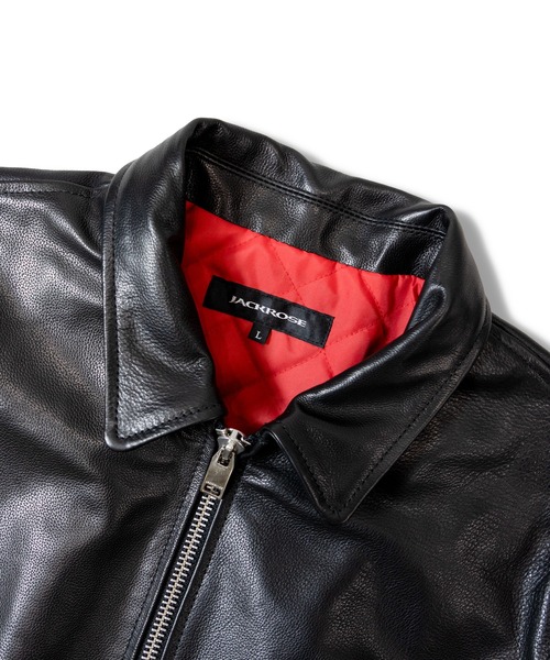 美品✨ JACKROSE シングルライダース ラムレザー ブラック 裏地赤 セール】JE-BUFFARO CALF シングルライダース（ライダースジャケット