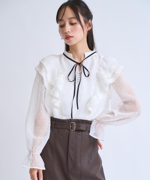 NOELA（ノエラ）の「配色リボンドビードットブラウス（シャツ/ブラウス・レディース・ブラック/オフホワイト・フリー）」の16枚目の写真