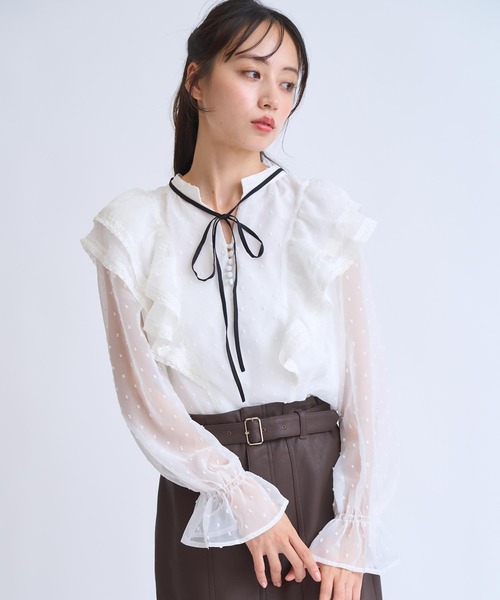 NOELA（ノエラ）の「配色リボンドビードットブラウス（シャツ/ブラウス・レディース・ブラック/オフホワイト・フリー）」の17枚目の写真