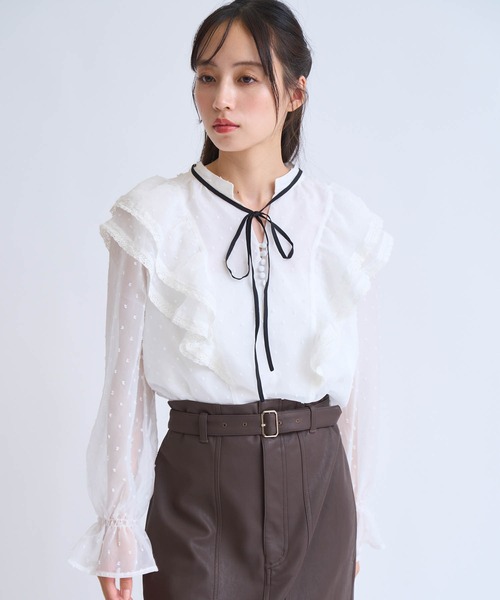 NOELA（ノエラ）の「配色リボンドビードットブラウス（シャツ/ブラウス・レディース・ブラック/オフホワイト・フリー）」の18枚目の写真