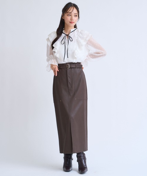 NOELA（ノエラ）の「配色リボンドビードットブラウス（シャツ/ブラウス・レディース・ブラック/オフホワイト・フリー）」の6枚目の写真