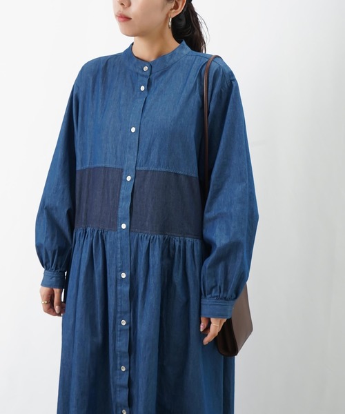 LUCA/LADY LUCK LUCA(ルカ/レディラックルカ)の「LC/LLL デニム配色ボリュームワンピース(ワンピース・レディース・ブルー/ブラック・MEDIUM/SMALL)」の7枚目の写真