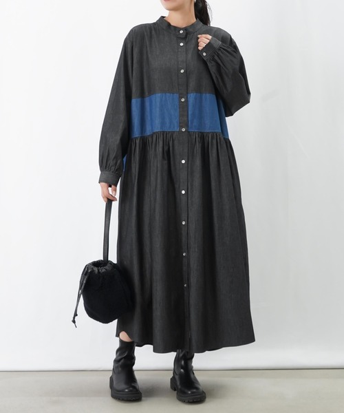 LUCA/LADY LUCK LUCA(ルカ/レディラックルカ)の「LC/LLL デニム配色ボリュームワンピース(ワンピース・レディース・ブルー/ブラック・MEDIUM/SMALL)」の21枚目の写真