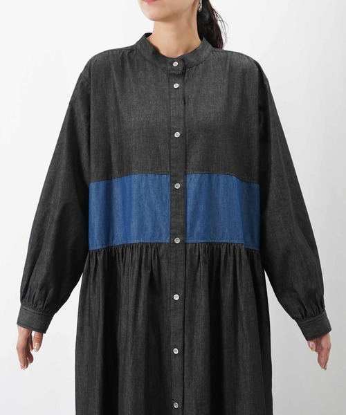 LUCA/LADY LUCK LUCA(ルカ/レディラックルカ)の「LC/LLL デニム配色ボリュームワンピース(ワンピース・レディース・ブルー/ブラック・MEDIUM/SMALL)」の20枚目の写真