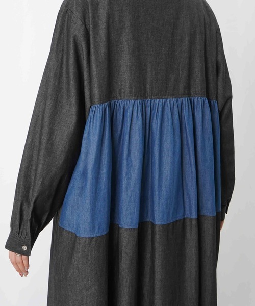 LUCA/LADY LUCK LUCA(ルカ/レディラックルカ)の「LC/LLL デニム配色ボリュームワンピース(ワンピース・レディース・ブルー/ブラック・MEDIUM/SMALL)」の16枚目の写真