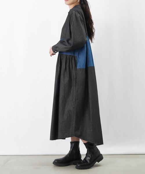 LUCA/LADY LUCK LUCA(ルカ/レディラックルカ)の「LC/LLL デニム配色ボリュームワンピース(ワンピース・レディース・ブルー/ブラック・MEDIUM/SMALL)」の12枚目の写真