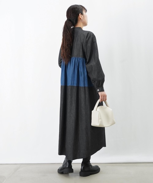 LUCA/LADY LUCK LUCA(ルカ/レディラックルカ)の「LC/LLL デニム配色ボリュームワンピース(ワンピース・レディース・ブルー/ブラック・MEDIUM/SMALL)」の11枚目の写真