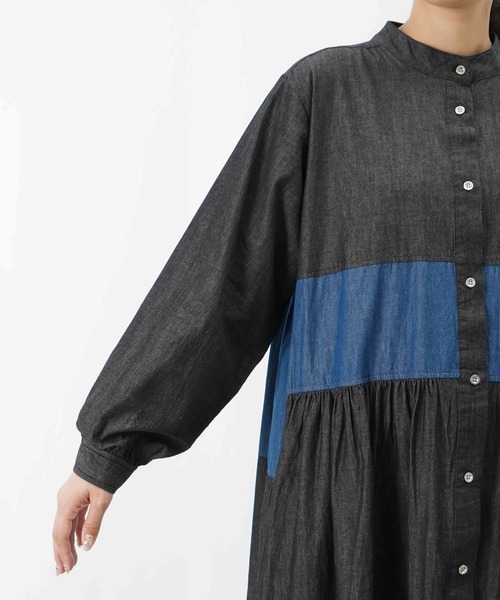 LUCA/LADY LUCK LUCA(ルカ/レディラックルカ)の「LC/LLL デニム配色ボリュームワンピース(ワンピース・レディース・ブルー/ブラック・MEDIUM/SMALL)」の9枚目の写真