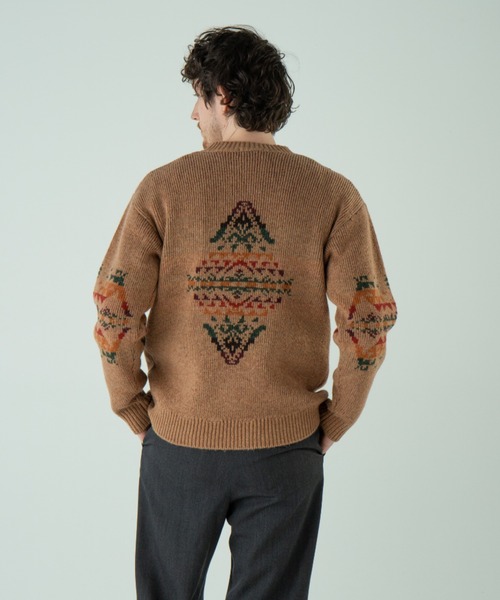 PENDLETON（ペンドルトン）の「クルーネック・ジャガードニット（ニット/セーター・メンズ・キャメル/アイボリー/ブラック系その他・SMALL/MEDIUM/LARGE）」の6枚目の写真