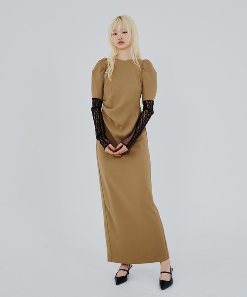 レースアームドレープドレス / lace arm drepe dress（ドレス