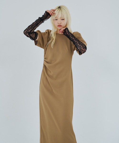 ANDRESD（アンドレスド）の「レースアームドレープドレス / lace arm