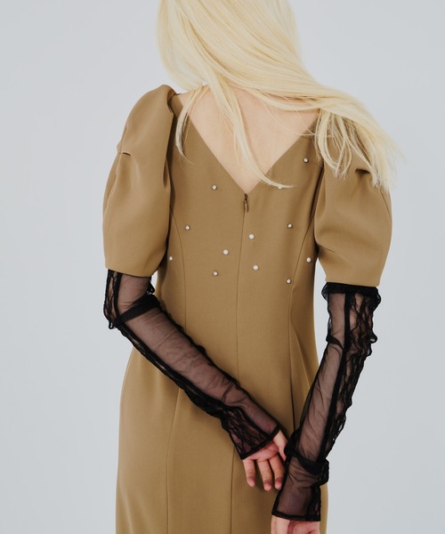 ANDRESD（アンドレスド）の「レースアームドレープドレス / lace arm