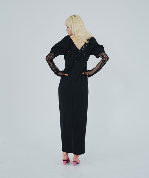 ANDRESD（アンドレスド）の「レースアームドレープドレス / lace arm