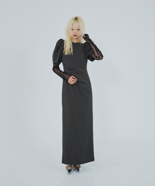 レースアームドレープドレス / lace arm drepe dress（ドレス