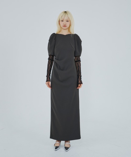 andresd ドレス レースアームドレープドレス / lace arm drepe dress（ドレス