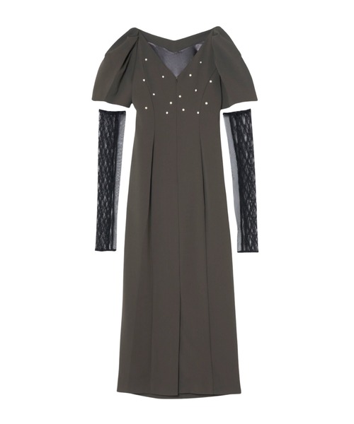 レースアームドレープドレス / lace arm drepe dress（ドレス