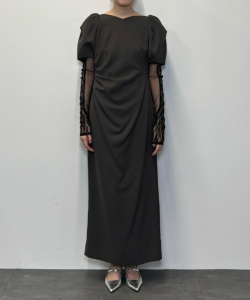 レースアームドレープドレス / lace arm drepe dress（ドレス