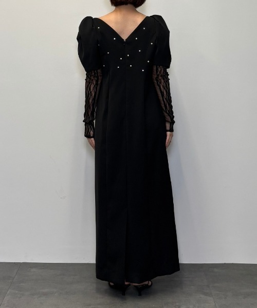 andresd ドレス　黒 レースアームドレープドレス / lace arm drepe dress（ドレス