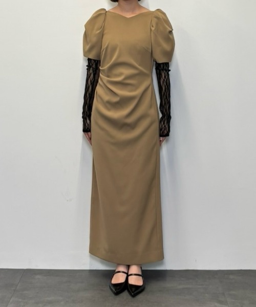 レースアームドレープドレス / lace arm drepe dress（ドレス