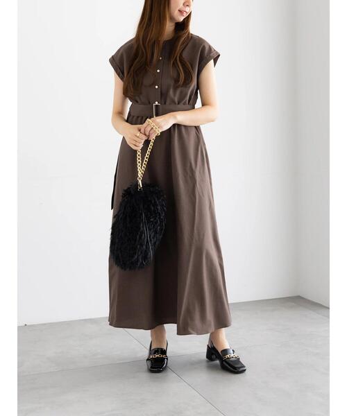 Te chichi（テチチ）の「リネンライクウエストマークワンピース（ワンピース・レディース・ブラウン/グリーン・F）」の3枚目の写真