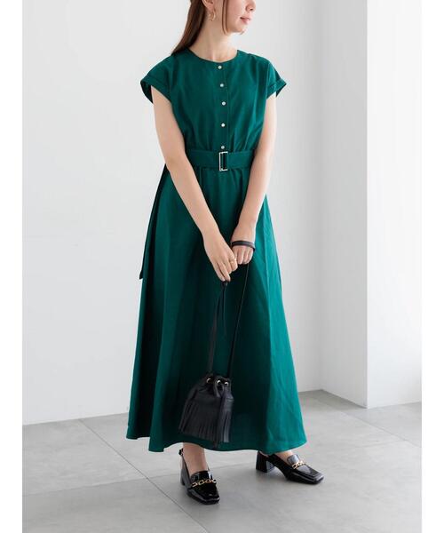 Te chichi（テチチ）の「リネンライクウエストマークワンピース（ワンピース・レディース・ブラウン/グリーン・F）」の4枚目の写真