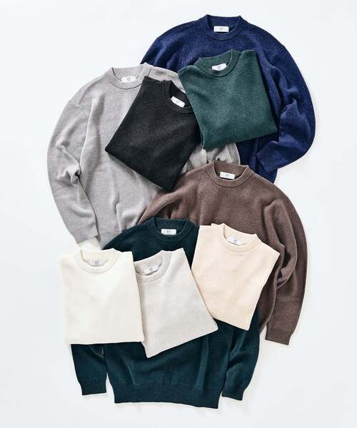 417 EDIFICE（フォーワンセブンエディフィス）の「コットンカシミヤ スムース クルーニット（ニット/セーター・メンズ・ホワイト系その他/グレー/オリーブ/ブルー/チャコールグレー/カーキ/ライトグレー/ホワイト/ベージュ系その他・X-LARGE/SMALL/MEDIUM/LARGE）」の16枚目の写真