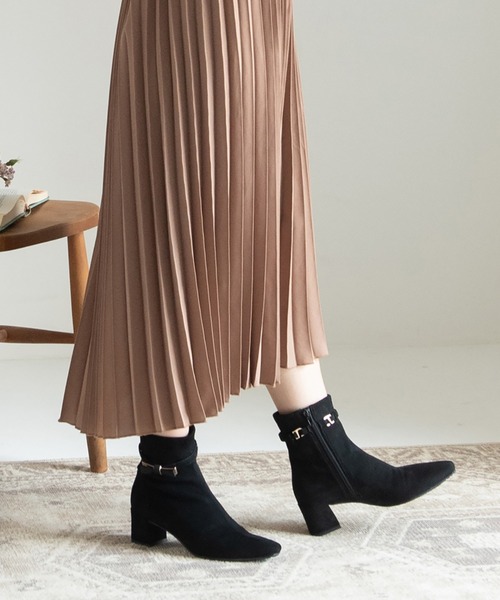 JELLY BEANS(ジェリービーンズ)の「<ふわさら>2WAYメタルリボンベルトストレッチブーツ(204-57127)JELLY BEANS(ジェリービーンズ)(ブーツ・レディース・ブラック系/ブラック・S/M/L/LL/SS)」の2枚目の写真