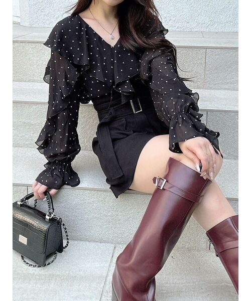 MERCURYDUO（マーキュリーデュオ）の「シフォンラッフルブラウス（シャツ/ブラウス・レディース・オフホワイト/ベビーピンク/ブラック・FREE）」の19枚目の写真