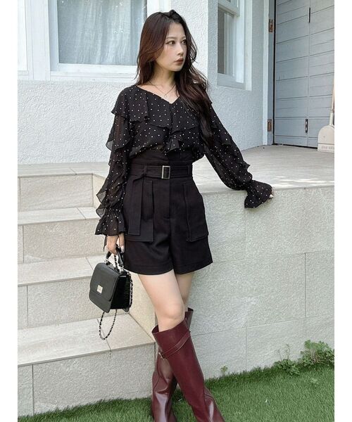 MERCURYDUO（マーキュリーデュオ）の「シフォンラッフルブラウス（シャツ/ブラウス・レディース・オフホワイト/ベビーピンク/ブラック・FREE）」の16枚目の写真