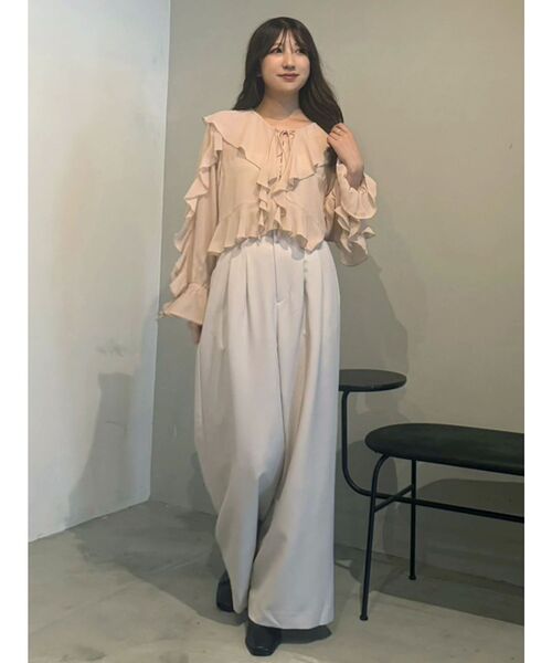 MERCURYDUO（マーキュリーデュオ）の「シフォンラッフルブラウス（シャツ/ブラウス・レディース・オフホワイト/ベビーピンク/ブラック・FREE）」の22枚目の写真