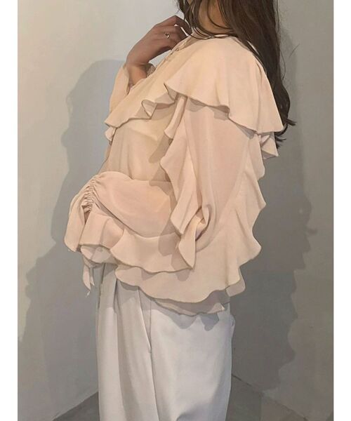 MERCURYDUO（マーキュリーデュオ）の「シフォンラッフルブラウス（シャツ/ブラウス・レディース・オフホワイト/ベビーピンク/ブラック・FREE）」の15枚目の写真