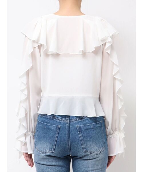 MERCURYDUO（マーキュリーデュオ）の「シフォンラッフルブラウス（シャツ/ブラウス・レディース・オフホワイト/ベビーピンク/ブラック・FREE）」の9枚目の写真