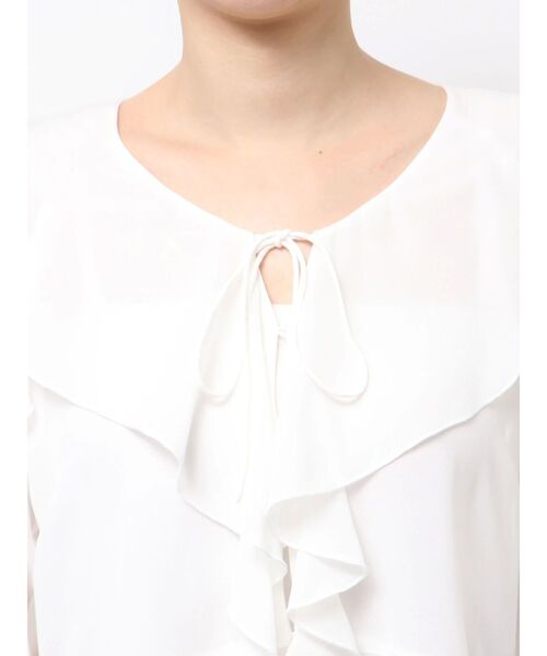 MERCURYDUO（マーキュリーデュオ）の「シフォンラッフルブラウス（シャツ/ブラウス・レディース・オフホワイト/ベビーピンク/ブラック・FREE）」の14枚目の写真