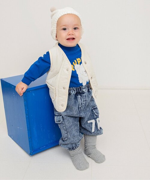 BREEZE（ブリーズ）の「ベビーキルトベスト（その他ベビーウェア・キッズ・カーキ/アイボリー・80）」の3枚目の写真