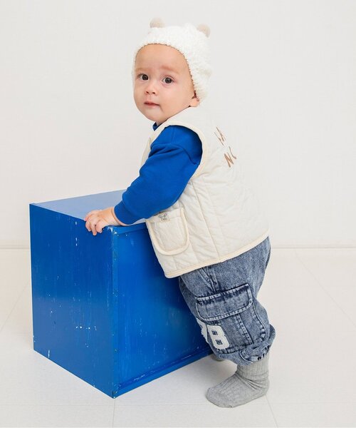 BREEZE（ブリーズ）の「ベビーキルトベスト（その他ベビーウェア・キッズ・カーキ/アイボリー・80）」の4枚目の写真