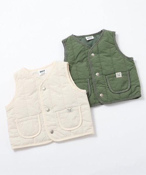 BREEZE（ブリーズ）の「ベビーキルトベスト（その他ベビーウェア・キッズ・カーキ/アイボリー・80）」の5枚目の写真