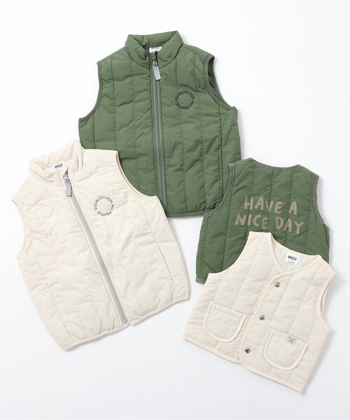 BREEZE（ブリーズ）の「ベビーキルトベスト（その他ベビーウェア・キッズ・カーキ/アイボリー・80）」の8枚目の写真