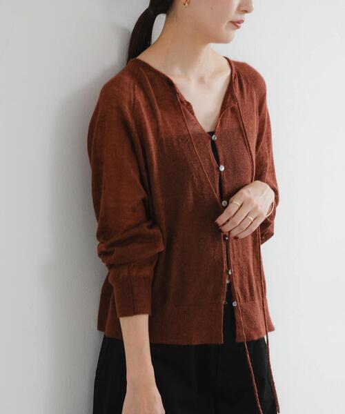 URBAN RESEARCH（アーバンリサーチ）の「ヘアリーショートカーディガン（カーディガン/ボレロ・レディース・ブラウン系その他/オフホワイト/ライトグレー・FREE）」の3枚目の写真