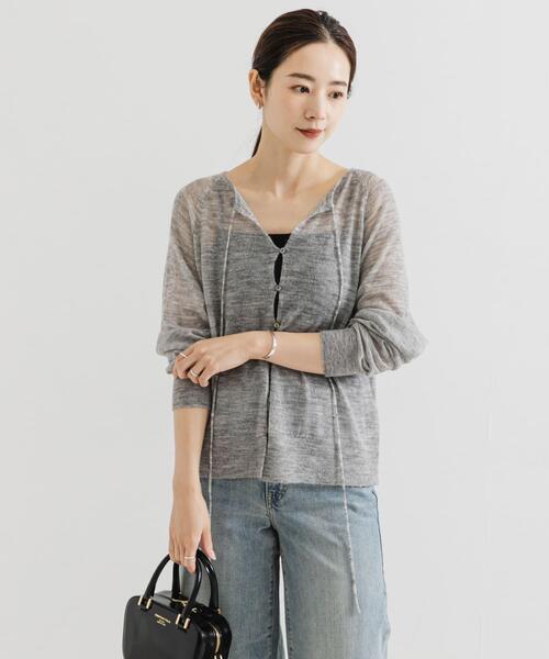 URBAN RESEARCH（アーバンリサーチ）の「ヘアリーショートカーディガン（カーディガン/ボレロ・レディース・ブラウン系その他/オフホワイト/ライトグレー・FREE）」の7枚目の写真