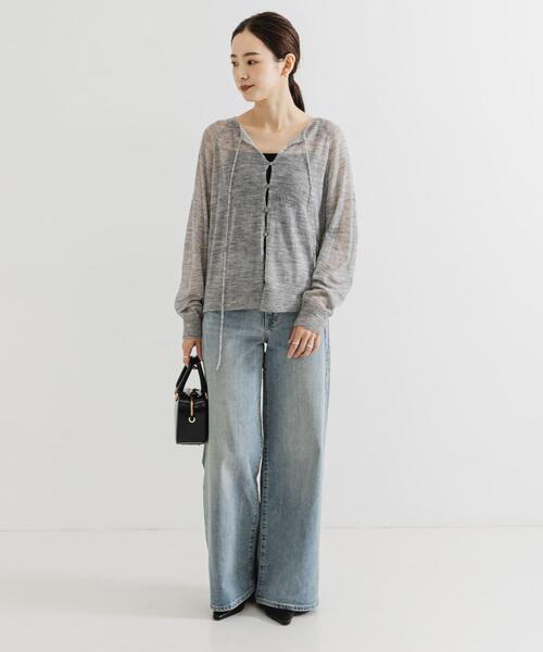 URBAN RESEARCH（アーバンリサーチ）の「ヘアリーショートカーディガン（カーディガン/ボレロ・レディース・ブラウン系その他/オフホワイト/ライトグレー・FREE）」の6枚目の写真