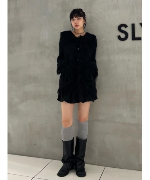 SLY（スライ）の「DAMAGE V/N OVER MG C/D ダメージ Vネック オーバー ミドルゲージ カーディガン 秋服 冬服（カーディガン/ボレロ・レディース・ブラック/グレー/ブラウン・FREE）」の22枚目の写真
